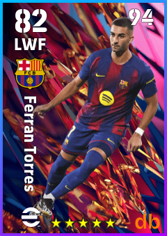 Ferran Torres — LWF, OVR 82, MAX 94