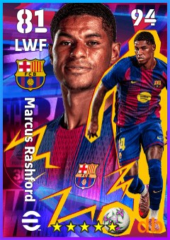 Marcus Rashford — LWF, OVR 81, MAX 94