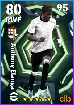 Anthony Elanga — RWF, OVR 80, MAX 95