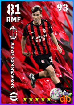 Alexis Saelemaekers — RMF, OVR 81, MAX 93