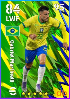 Gabriel Martinelli — LWF, OVR 84, MAX 95