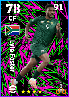Lyle Foster — CF, OVR 78, MAX 91