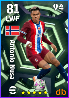 Antonio Nusa — LWF, OVR 81, MAX 94