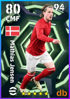 Mathias Jensen — CMF, OVR 80, MAX 94