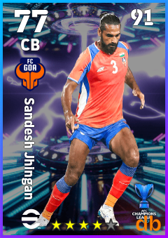 Sandesh Jhingan — CB, OVR 77, MAX 91