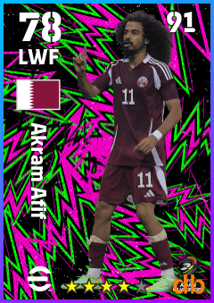 Akram Afif — LWF, OVR 78, MAX 91