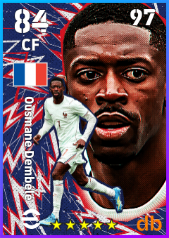 Ousmane Dembélé — CF, OVR 84, MAX 97