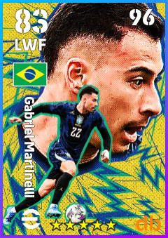 Gabriel Martinelli — LWF, OVR 83, MAX 96