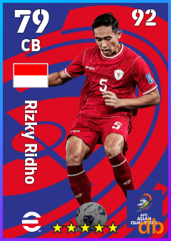 Rizky Ridho — CB, OVR 79, MAX 92