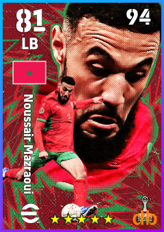 Noussair Mazraoui — LB, OVR 81, MAX 94