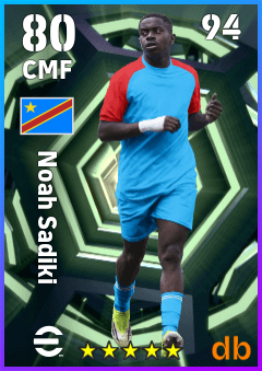 Noah Sadiki — CMF, OVR 80, MAX 94