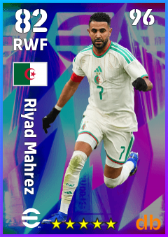 Riyad Mahrez — RWF, OVR 82, MAX 96