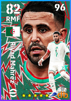Riyad Mahrez — RMF, OVR 82, MAX 96