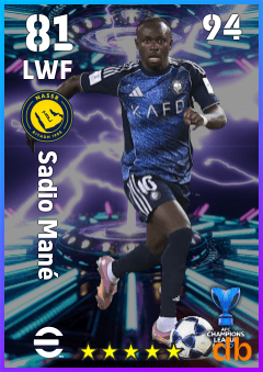 Sadio Mané — LWF, OVR 81, MAX 94