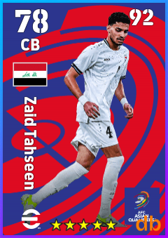 Zaid Tahseen — CB, OVR 78, MAX 92