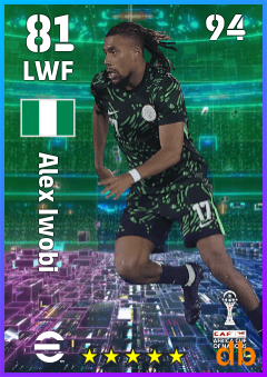 Alex Iwobi — LWF, OVR 81, MAX 94