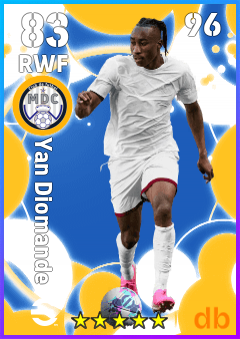 Yan Diomande — RWF, OVR 83, MAX 96