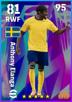 Anthony Elanga — RWF, OVR 81, MAX 95