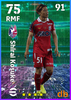 Shirai Kosuke — RMF, OVR 75, MAX 91