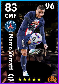 Marco Verratti — CMF, OVR 83, MAX 96