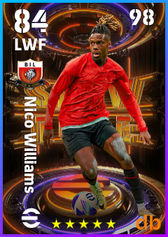 Nico Williams — LWF, OVR 84, MAX 98
