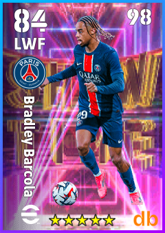 Bradley Barcola — LWF, OVR 84, MAX 98