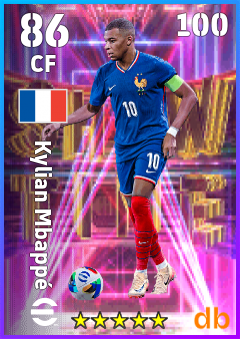 Kylian Mbappé — CF, OVR 86, MAX 100