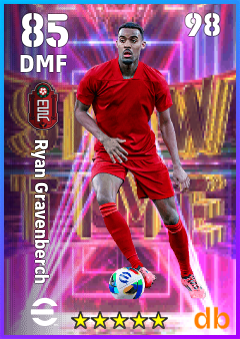 Ryan Gravenberch — DMF, OVR 85, MAX 98