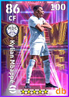 Kylian Mbappé — CF, OVR 86, MAX 100