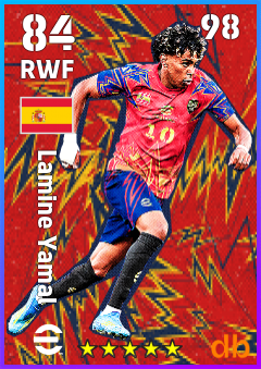 Lamine Yamal — RWF, OVR 84, MAX 98