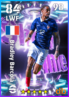 Bradley Barcola — LWF, OVR 84, MAX 98