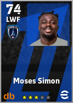 Moses Simon — LWF, OVR 74, MAX 74