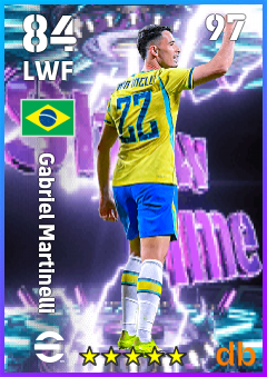 Gabriel Martinelli — LWF, OVR 84, MAX 97