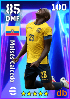 Moisés Caicedo — DMF, OVR 85, MAX 100