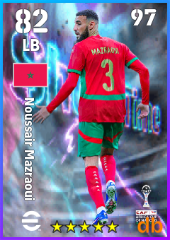 Noussair Mazraoui — LB, OVR 82, MAX 97