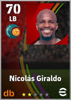 Nicolás Giraldo — LB, OVR 70, MAX 70