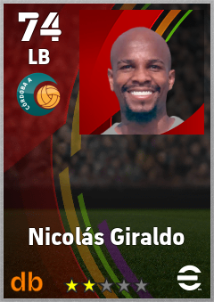 Nicolás Giraldo — LB, OVR 74, MAX 74