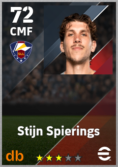 Stijn Spierings — CMF, OVR 72, MAX 72