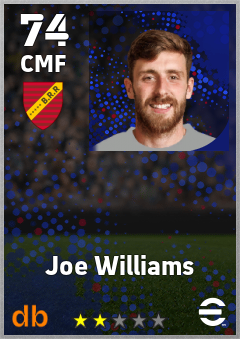 Joe Williams — CMF, OVR 74, MAX 74
