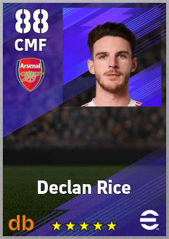 Declan Rice — CMF, OVR 88, MAX 94