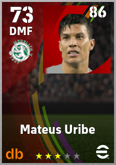 Mateus Uribe — DMF, OVR 73, MAX 86