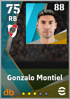 Gonzalo Montiel — RB, OVR 75, MAX 88