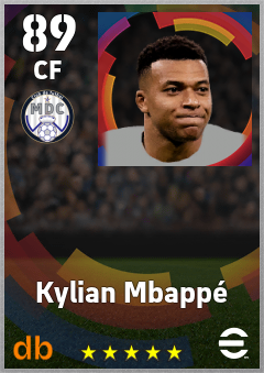Kylian Mbappé — CF, OVR 89, MAX 95