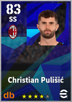 Christian Pulišić — SS, OVR 83, MAX 91