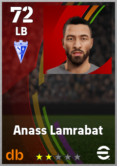 Anass Lamrabat — LB, OVR 72, MAX 72