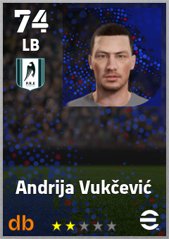 Andrija Vukčević — LB, OVR 74, MAX 74