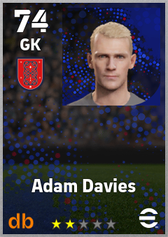 Adam Davies — GK, OVR 74, MAX 74