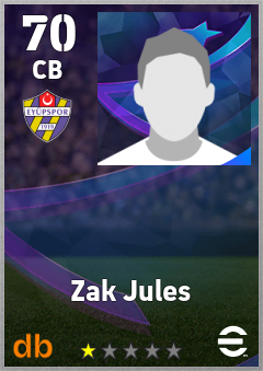 Zak Jules — CB, OVR 70, MAX 70