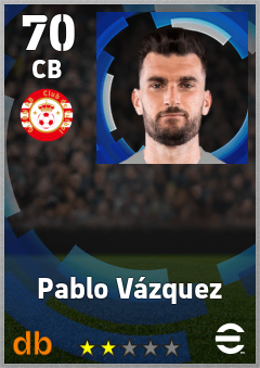 Pablo Vázquez — CB, OVR 70, MAX 70