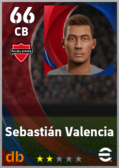 Sebastián Valencia — CB, OVR 66, MAX 66